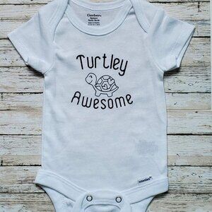 NEW!  Turtley Awesome Newborn Bodysuit - Funny Animal Pun, 100% Cotton